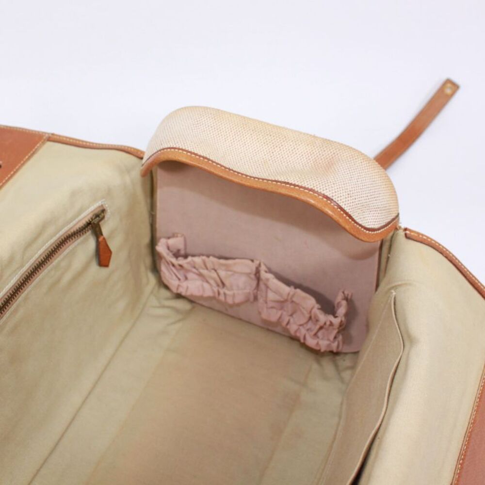 Hermes Leather Canvas Boston Bag - Picture 2 of 10